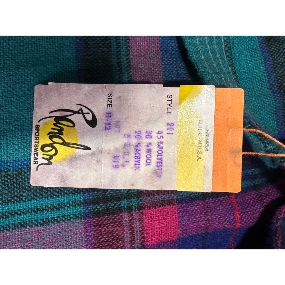 Vintage Plaid Midi Skirt Wool Blend Teal Pink Purple Cottagecore XL - Picture 3 of 8
